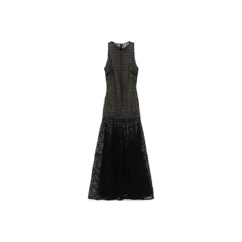 DAVID KOMA Flared hem Macramé Maxi Dress
