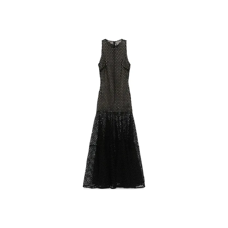 DAVID KOMA Flared hem Macramé Maxi Dress-0
