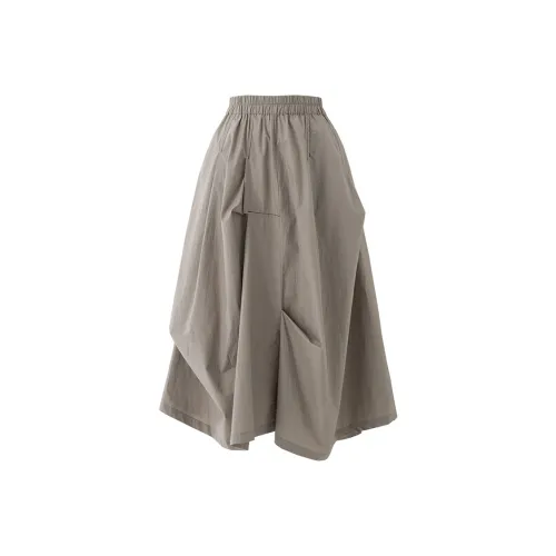 SOON FLOWER Casual Long Skirt Summer Women's Coffee Gray