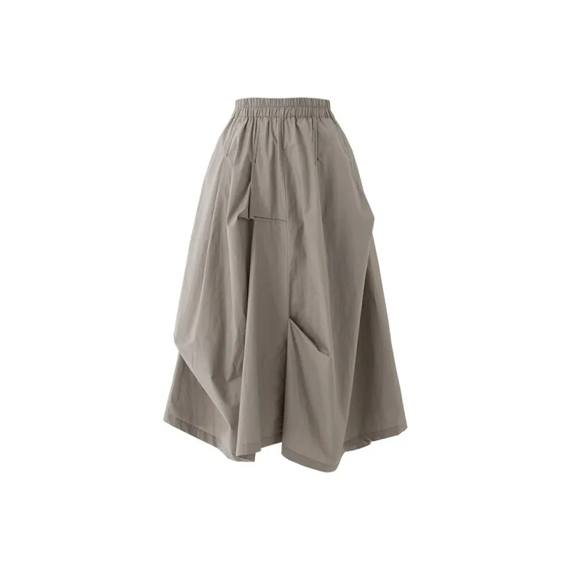 SOON FLOWER Casual Long Skirt Summer Women's Coffee Gray-0