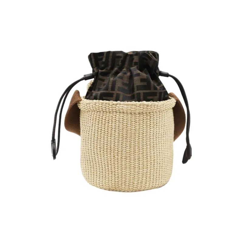 FENDI Woven Bucket Bag, Shoulder Bag Women's Natural-2