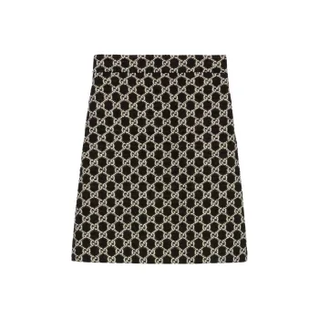 GUCCI Double G A line Tweed Skirt