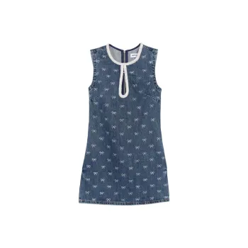 Self portrait Crystal bow Denim Mini Dress