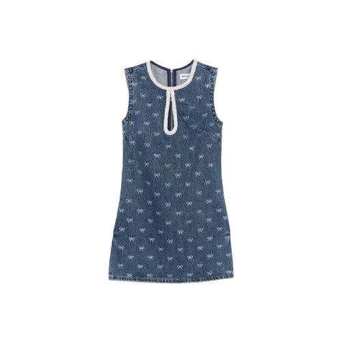 Self portrait Crystal bow Denim Mini Dress