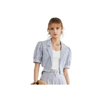ELLE Casual Suits Women's Blue Stripes