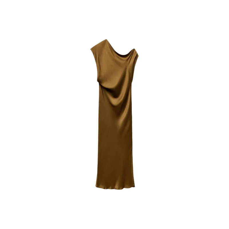 ZARA ZW Series Sleeveless Dress Women's Brown-0
