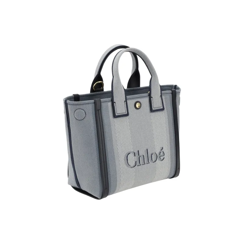 Chloe Carry Cotton Shoulder Bag, Crossbody Bag, Handbag Women's Gray & Blue-1