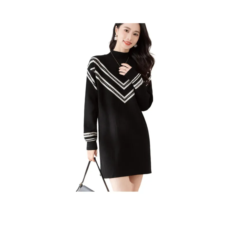 X MOOM Long Sleeved Dress Women's Black-0
