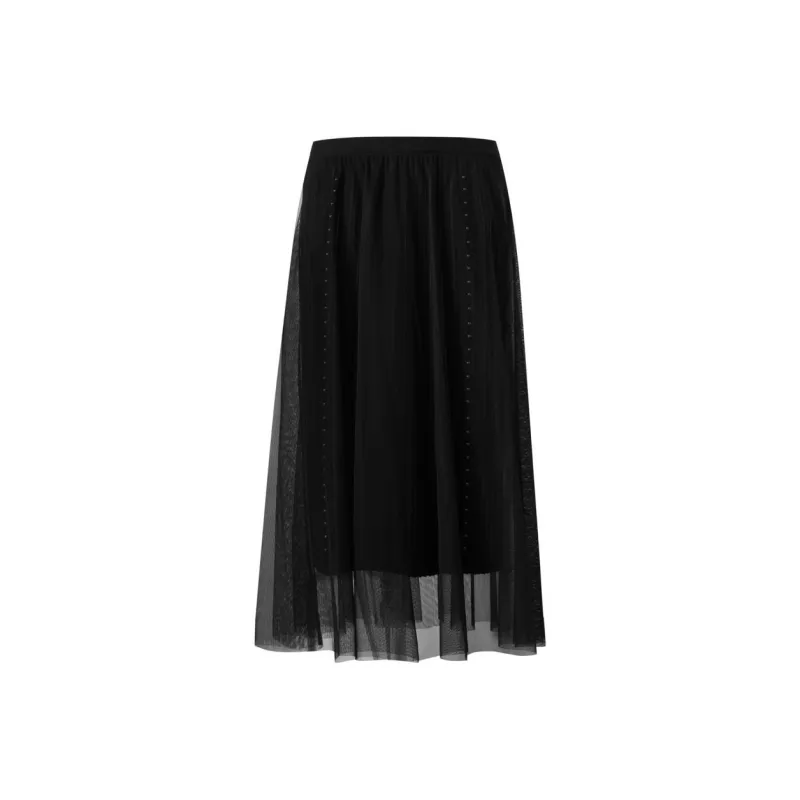JZ. ANNAKRO Casual Long Skirts Women's Plain Black-0