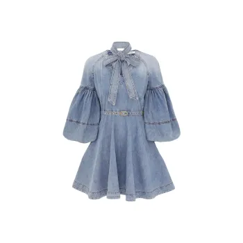 Zimmermann SS25 Long Sleeved Dresses Women's Sea Blue