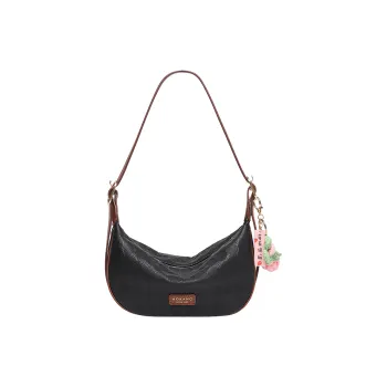 AOKANG Cow Leather With Synthetic Leather Shoulder Bag, Crossbody Bag Women's Milkshake White/classic Black/milk Tea