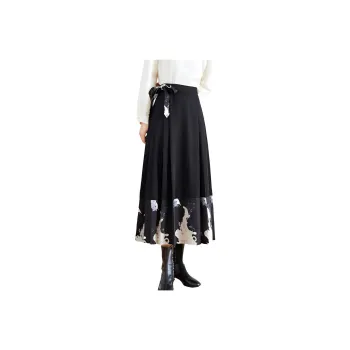 Still Quiet Casual Long Skirt Women's Black