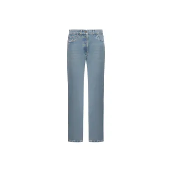 PRADA Logo Plaque Mid Rise Straight Leg Jeans