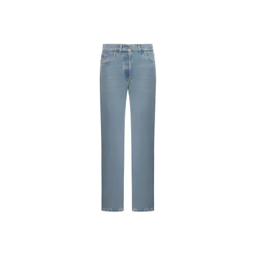 PRADA Logo Plaque Mid Rise Straight Leg Jeans