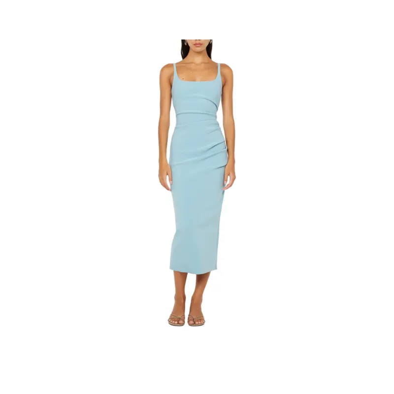 BEC+BRIDGE KARINA TUCK MIDI DRESS Slip Dresses Women's Sea Spray/Wavy Blue-0