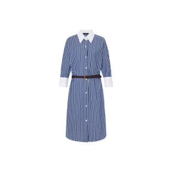MOCO Long Sleeved Dress Women's Blue White Stripes Color