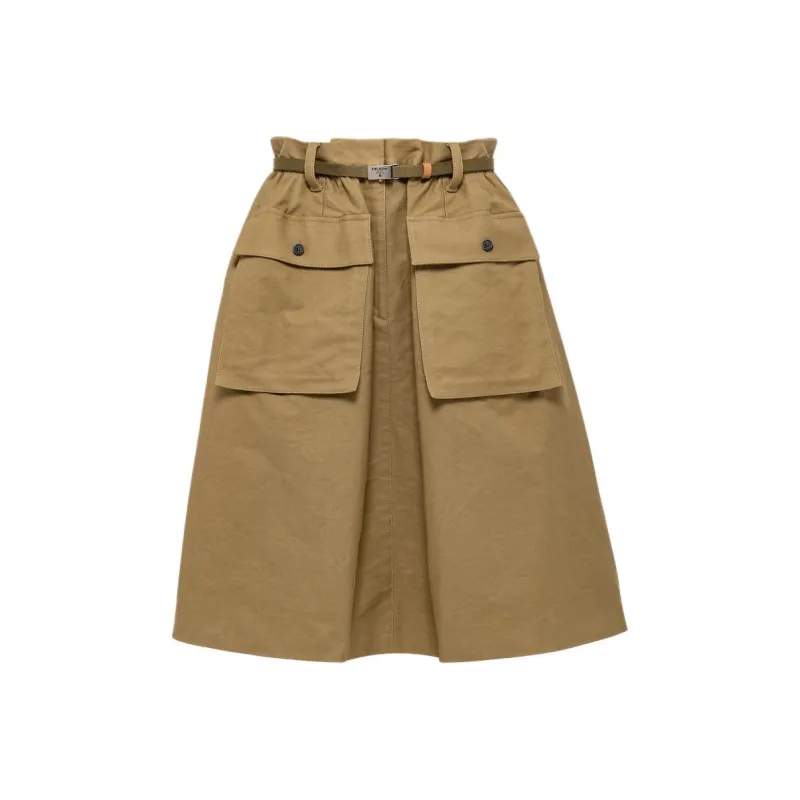 PRADA Casual Long Skirts Women's Olive Green-0