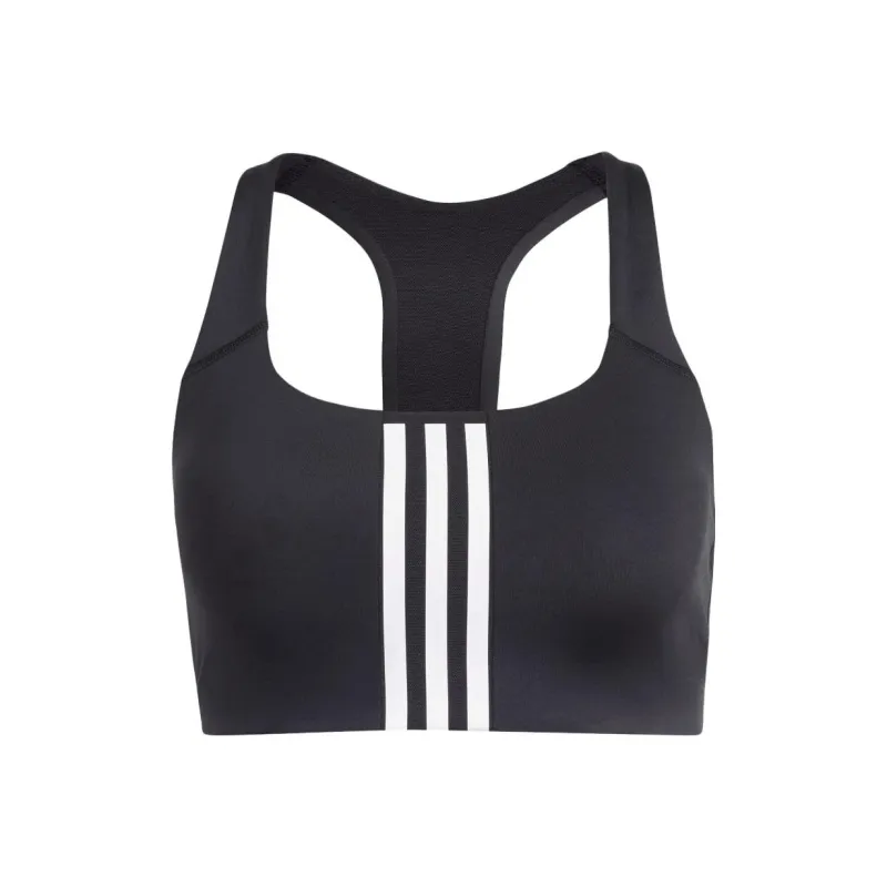 Adidas Powerimpact Training Medium Support Three Stripe Bra Sports Underwear Women's Black-0