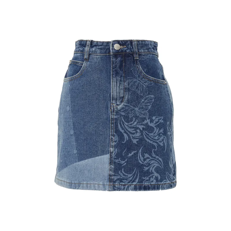SUPIN Denim Short Skirts Women's Blue-0