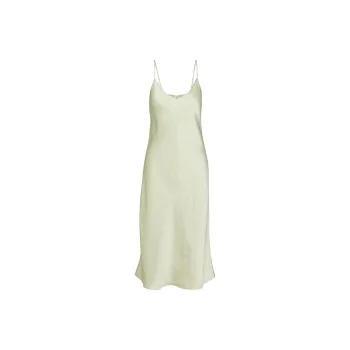 ARITZIA Wilfred Only Slip Satin Midi Dress Slip Dresses Women's Pastel Sage Green/Light Gray Green