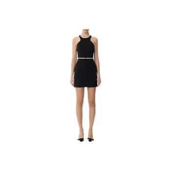 Elisabetta Franchi Contrasted Belt Crêpe Dress