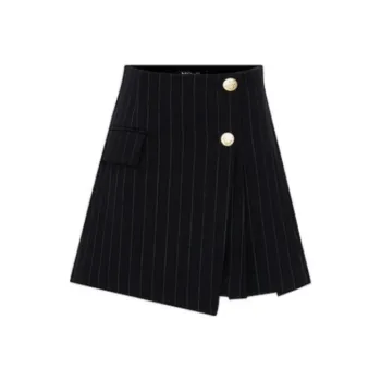 MOCO Casual Short Skirts Women's Black White Stripes