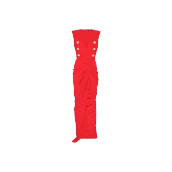 BALMAIN Crepe Tailored Maxi Dress