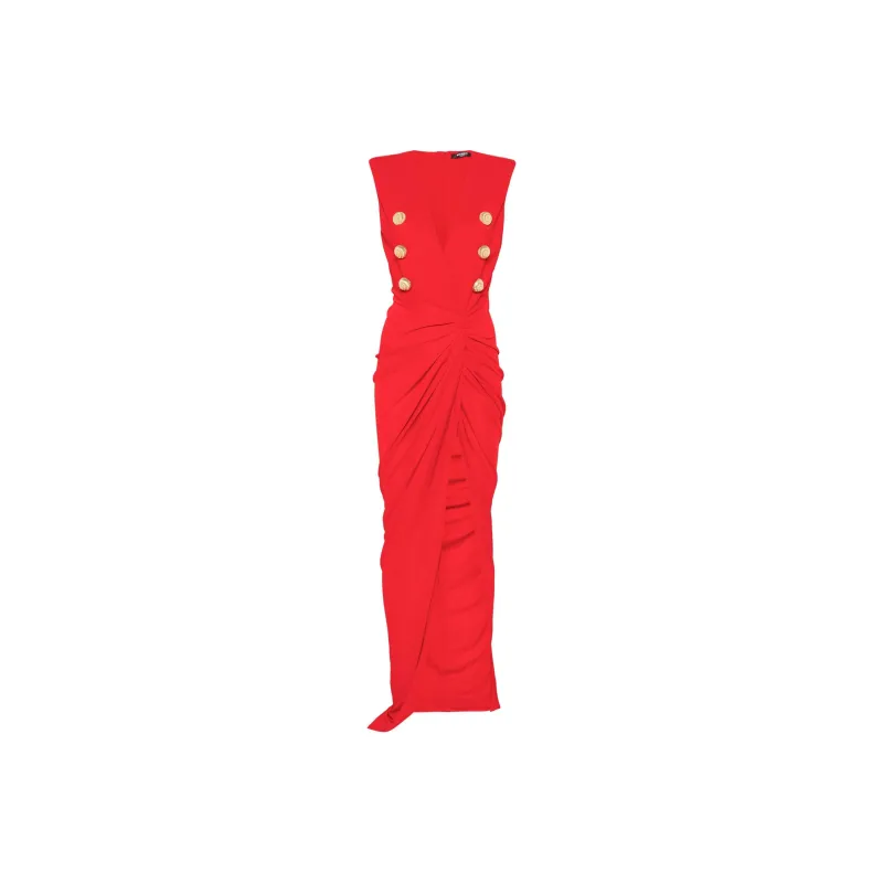 BALMAIN Crepe Tailored Maxi Dress-0