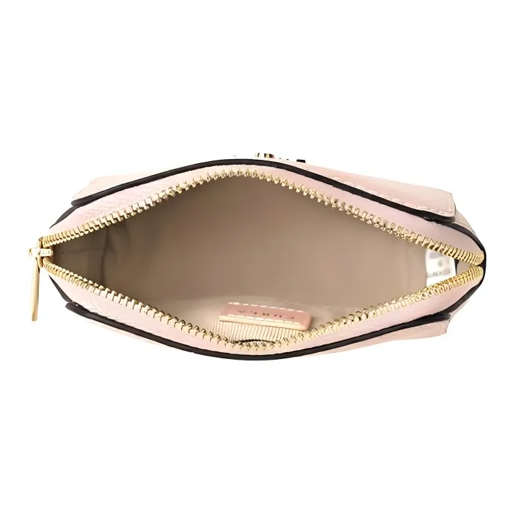Furla Brava Camelia Leather Clutch Makeup Bag Small Size Women's Pink-4