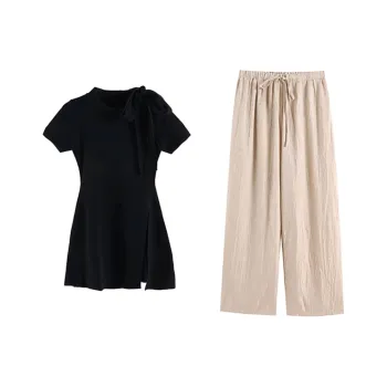 SNZX Casual Suit Women's Black+Apricot