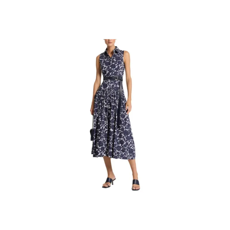 MICHAEL KORS Floral Cotton Poplin Drop-Waist Shirtdress-0