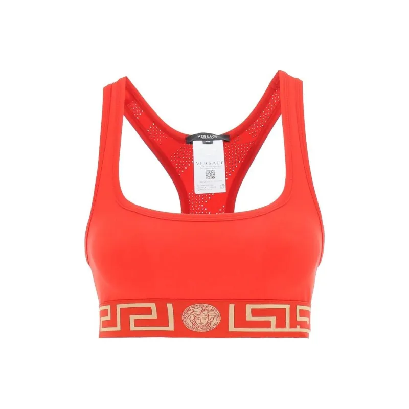VERSACE Greca Border Sports Bra 'Red'-0