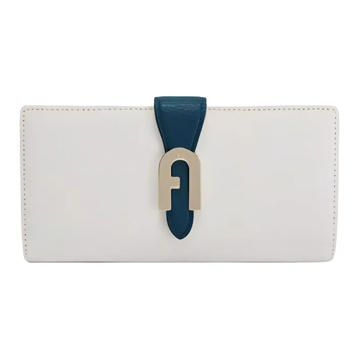 Furla Grain Texture Leather Long Wallets Women's White-0