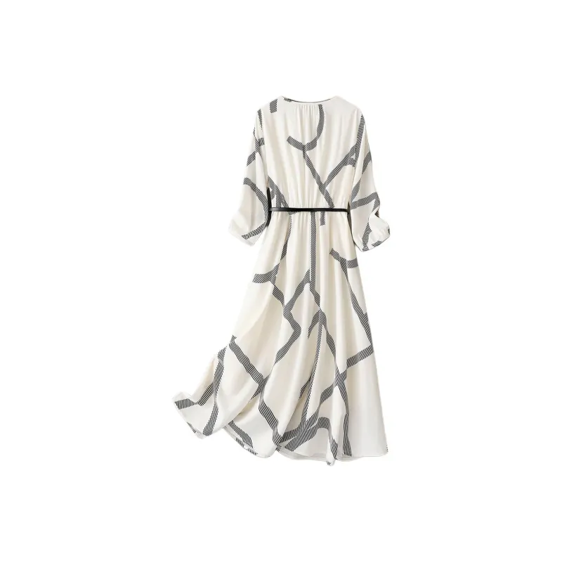 IHIMI Long Sleeved Dresses Women's Beige-2
