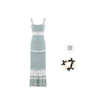 TURN UP Slip Dress Women's Mint Green+Bowknot Hair Tie Comes With
