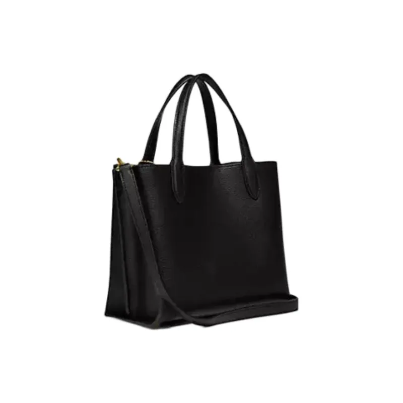 COACH Willow Leather Tote Bag, Shopping Bag, Handbag Women's Black-1