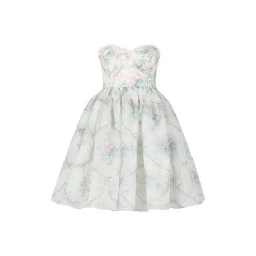 Selkie Collection Sleeveless Dress Women's Ivory White Base With Rose Print