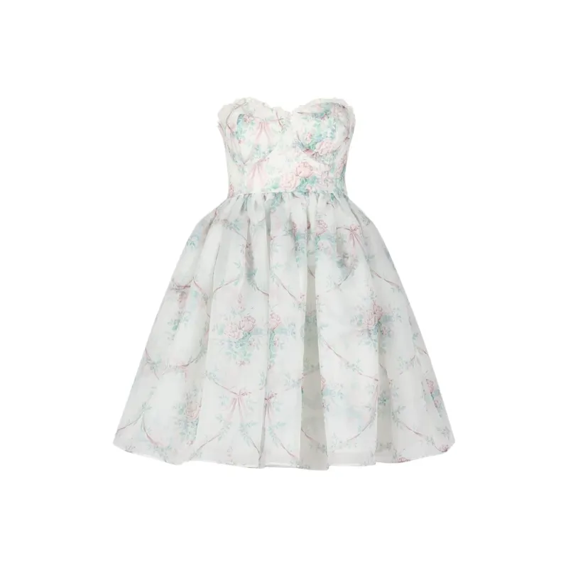 Selkie Collection Sleeveless Dress Women's Ivory White Base With Rose Print-0