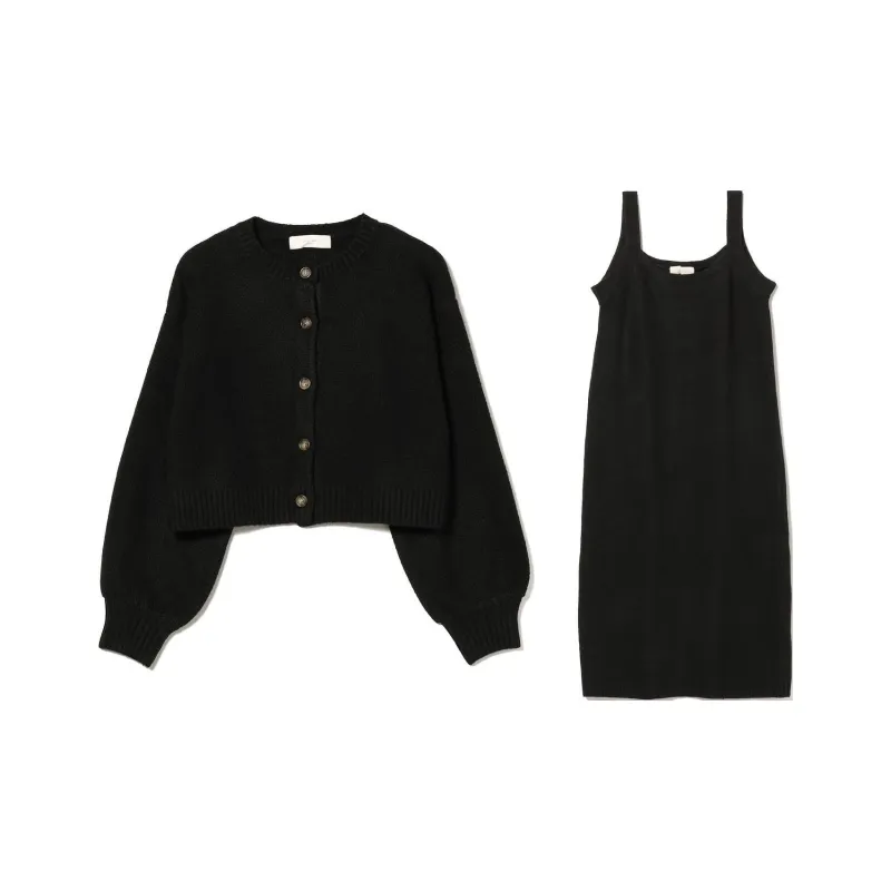 Beams Two Piece Skirt Sets Women's Black-0