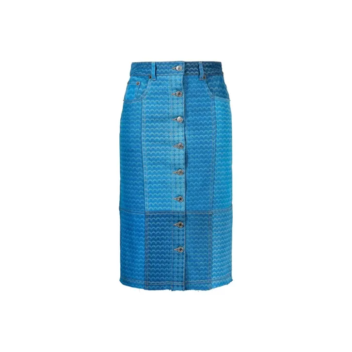 Marine Serre Denim Short Skirts Women's Blue-0