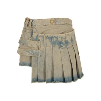 BALMAIN Denim Short Skirts Women's Sky Blue
