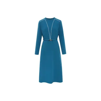 BBLLUUEE Long Sleeved Dress Women's Sea Blue