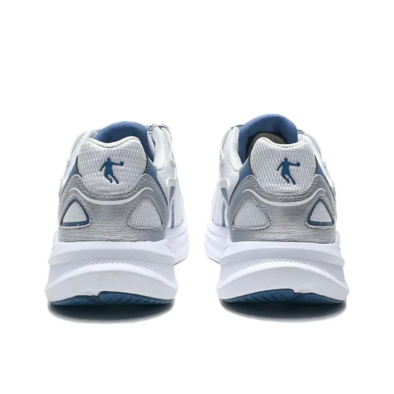 QIAODAN Anti Slip Wear Resistant Low Top Casual Running Shoes Men's White Silver-4