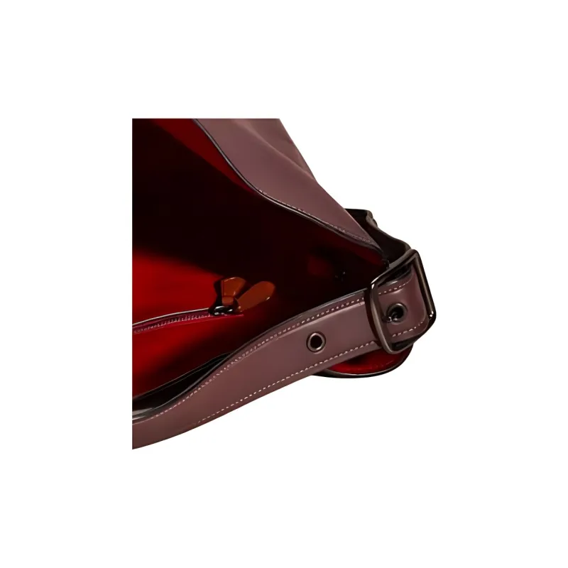 COACH Bedford Glove Tanned Leather Tote Bag, Shopping Bag, Handbag, Shoulder Bag Women's Ox Blood Red & Ecru-4