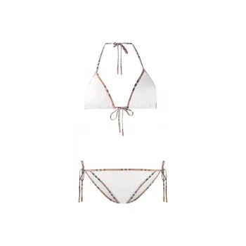 Burberry Vintage Check Trim Triangle Bikini White