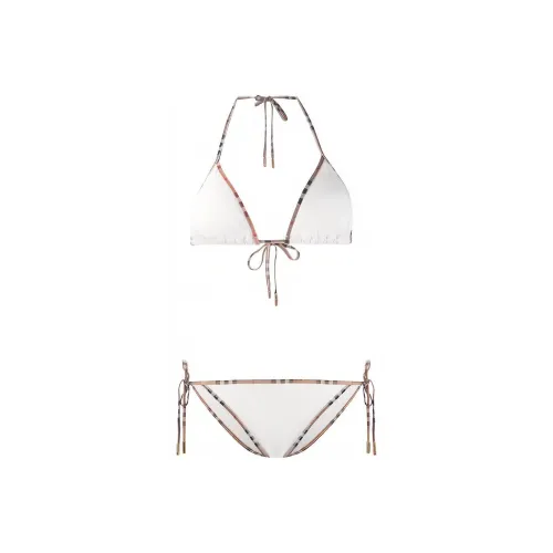 Burberry Vintage Check Trim Triangle Bikini White