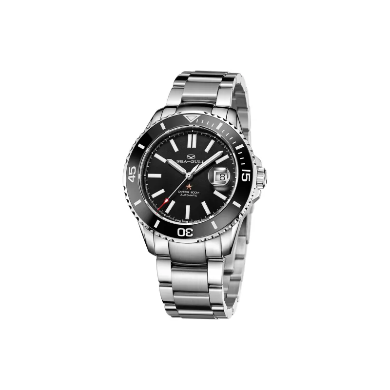 Sea Gull Ocean Automatic Mechanical Movement Steel Strap Watch Men's Watches Black Dial-1