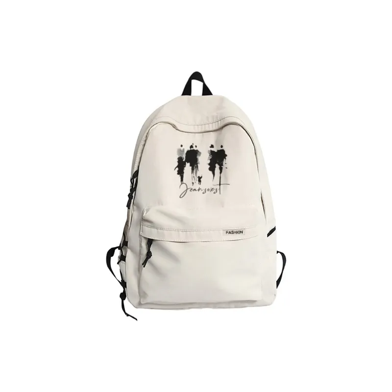 JEANSWEST Nylon Backpack Unisex White/Black-4