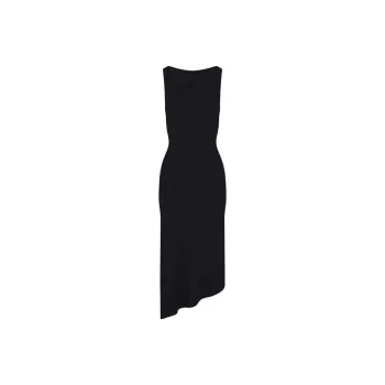 Khy SS24 DROP 008 Soft Stretch Asymmetrical Midi Dress Sleeveless Dress Women's Black
