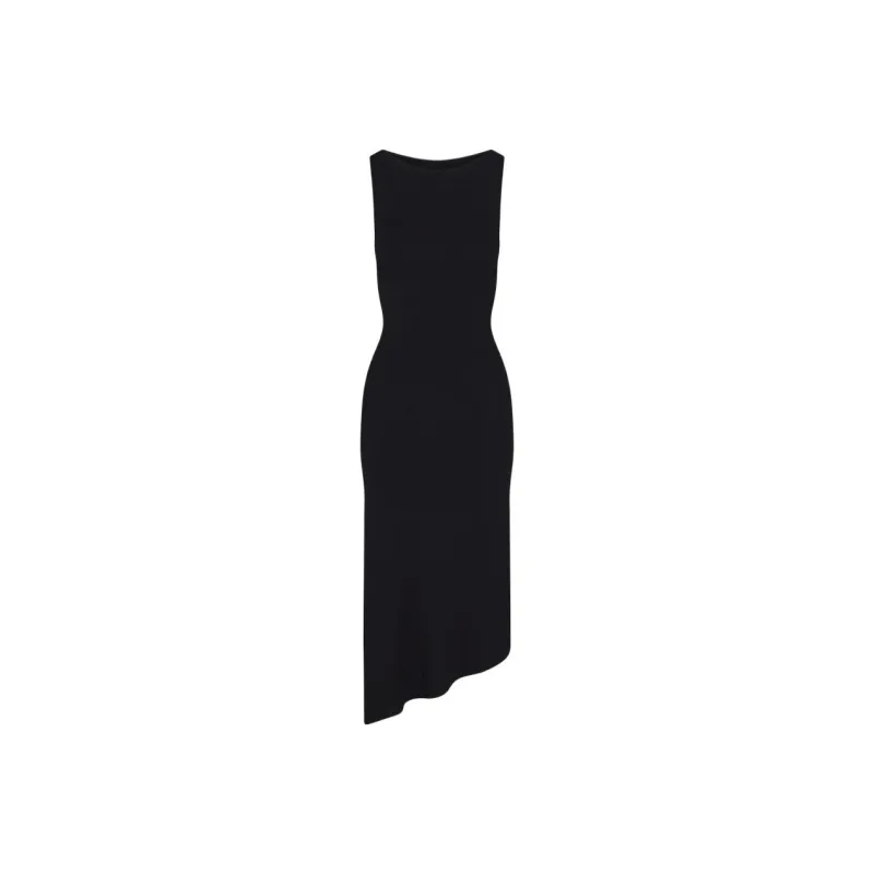 Khy SS24 DROP 008 Soft Stretch Asymmetrical Midi Dress Sleeveless Dress Women's Black-0